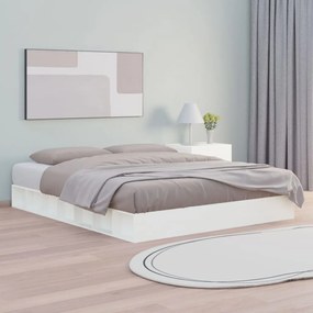 820667 vidaXL Cadru de pat, alb, 160x200 cm, lemn masiv