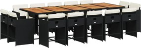 vidaXL Set mobilier de grădină cu perne, 15 piese, negru, poliratan