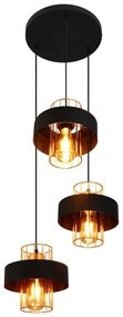 Lustră pe cablu VOLTA 3xE27/15W/230V neagră/aurie