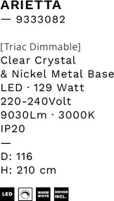 Lustra suspendata LED, cristale sticla ARIETTA
