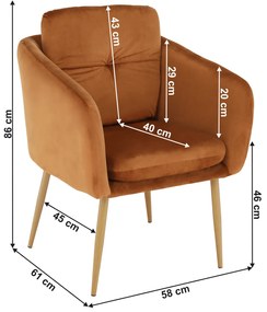 Fotoliu design, ţesătură din catifea teracota, AVETA
