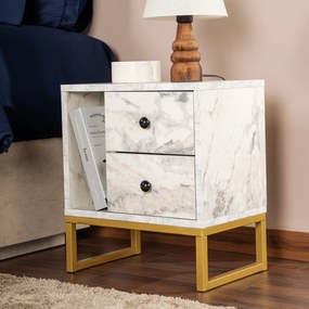 Măsuță de noptieră Glimmer Fressia Marble Gold