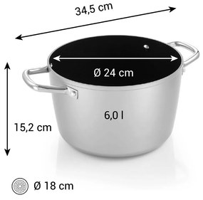 Tescoma Oală GrandCHEF+ diametru 24 cm, 6,0 l, diam. 24 cm