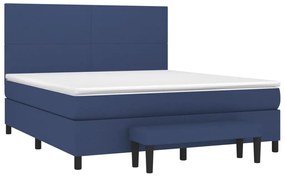 Pat continental cu saltea, albastru, 160x200cm, material textil Albastru, 160 x 200 cm, Design simplu