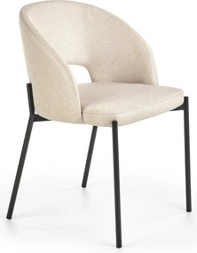 Scaun dining modern K373, bej/negru, stofa clasica/metal, 51x57x77 cm