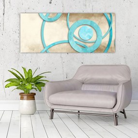 Tablou - Cercuri albastre acvarelă (120x50 cm)