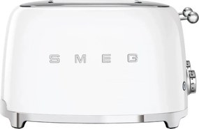 Prăjitor de pâine SMEG 50's Style TSF03WHEU, 2000 W, 4 felii, 6 niveluri, Tava pentru firimituri, Cablu integrat, Oțel inoxidabil, Alb