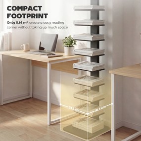 HOMCOM Bibliotecă Verticală înaltă cu 11 Rafturi, Bibliotecă Economisitoare de Spațiu Slim, Raft Industrial pentru Living, Dormitor, Birou, 34.5x41.5x163.5 cm, Negru | Aosom Romania
