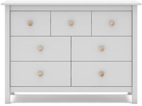 Comodă pentru copii albă joasă din lemn de pin 110x80 cm Max – Marckeric