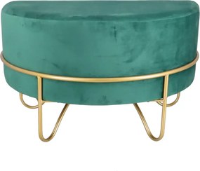 Taburet catifea baza metalica aurie - VERDE INCHIS - BAZA METALICA AURIE