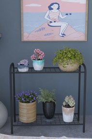 Stand pentru flori cu 2 etajere metal Cici Homs 74 x 70 cm, Negru
