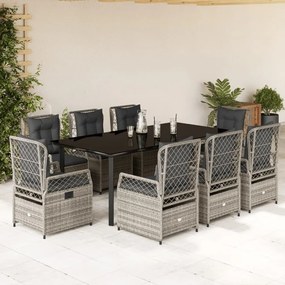 vidaXL Set mobilier grădină cu perne, 9 piese, gri, poliratan