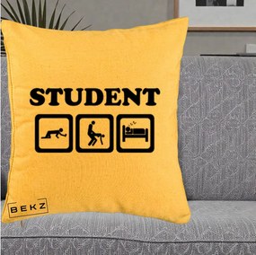 Perna Decorativa Student Life, 40x40 cm, Galben, Husa Detasabila, Perna Inclusa, BEKZ®