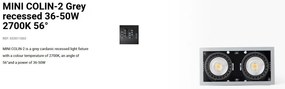 Spot LED incastrabil MINI COLIN-2 Grey recessed 36-50W 2700K 56°