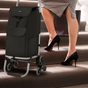 Jurhan Punga de cumpărături Shopper, cu roți pentru scări, 45L, 101x45x39 cm, neagră