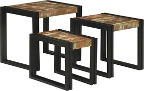 vidaXL Masa de cuibărit 3 pcs Lemn recuperat masiv și metal