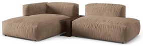 Colțar modular maro deschis cu tapițerie din catifea (cu colț pe partea stângă/cu șezlong) Martina – Micadoni