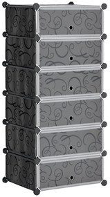 HOMCOM Mobilier de depozitare pentru pantofi modular 6 cuburi dreptunghiulare empilabile - negru | Aosom Romania