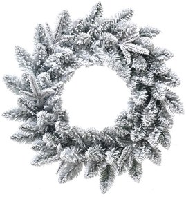 Coroană de Crăciun din ramuri de brad acoperite cu zăpadă, diametru 50 cm