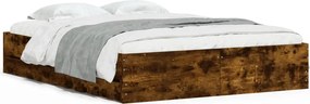 vidaXL Cadru pat cu sertare stejar fumuriu 140x200 cm lemn prelucrat