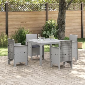 vidaXL Set mese grădină 5 pcs Gri deschis Poliratan