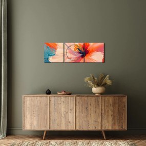 Tablou - Floare pictată (cu ceas) (90x30 cm)