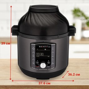 Instant Pot Pro Crisp + Air Fryer 140002701, 1500 W, 7.6 L, 11 programe, coș Air Fryer, afișaj LCD, negru