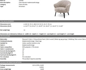 Fotoliu design elegant LUX Moretti, bej mademoiselle 115530 HZ