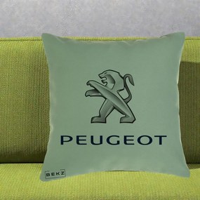 Perna Personalizata cu emblema Peugeot, 40x40 cm, Verde, Husa Detasabila, Perna Inclusa, BEKZ®