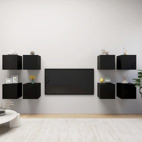 Dulapuri TV cu montaj pe perete, 8 buc., negru, 30,5x30x30 cm 8, Negru