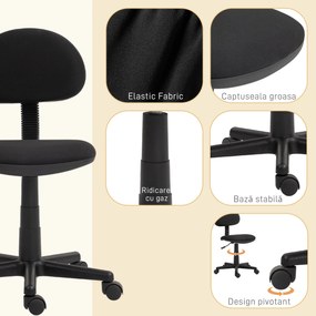 HOMCOM Scaun de Birou Rotativ cu Înălțime Reglabilă din Material Elastic, Negru | Aosom Romania