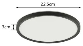 Plafonieră LED pentru baie Brilagi ULTRA SLIM LED/12W/230V d. 22,5 cm negru IP54
