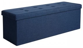 Bancheta cu spatiu depozitare, textil / MDF, albastru marin, Songmics
