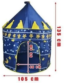 Cort de Joaca Pop-up XXL Pentru Copii NOVOKIDS™ Blue Castle, Pentru interior si exterior, Geanta transport inclusa, Dimensiuni 105X135 cm, Model