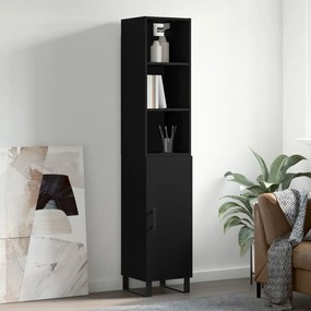 3189662 vidaXL Dulap înalt, negru, 34,5x34x180 cm, lemn prelucrat