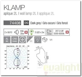 Aplica de perete exterior 2L IP44 Klamp 74408