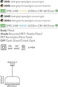 Lustra LED moderna design eco Ø80cm MUTE 3000K gri inchis / gri