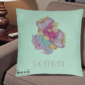 Perna Personalizata Zodie Gemeni, 40x40 cm, Verde Menta, Husa Detasabila, Perna Inclusa, BEKZ®