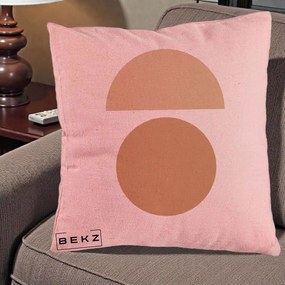 Perna Decorativa Geometric Minimalist Auriu, 40x40 cm, Roz, Husa Detasabila, Perna Inclusa, BEKZ®