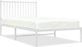 vidaXL Cadru de pat metalic cu tăblie, alb, 100x190 cm