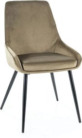 Scaun pentru living COBE, stofa catifelata verde olive/negru, 49x43x85