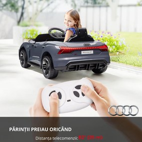 HOMCOM Automobil electric pentru copii cu telecomandă, centură de siguranță, claxon, muzică, faruri, până la 5 km/h, 3-5 ani, Gri | Aosom Romania