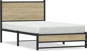 vidaXL Cadru pat metalic fără saltea, stejar sonoma, 100x200 cm