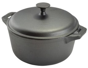 Oală din fontă brută cu capac 32 cm, 8L – Perfect Home 15532, pentru gătit în volum mare și distribuție uniformă a căldurii