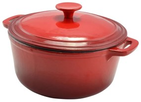Oală din fontă emailată cu capac 20 cm, 2.2L – Perfect Home 10565, roșie, cu retenție ridicată a căldurii, ideală pentru supe sau reîncălzire
