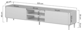 Comodă TV Elivo 220 cm pe picioare - cașmir / stejar uleiat