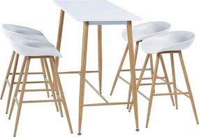 Masă de bar, alb / fag, MDF / metal, 110x50 cm, DORTON