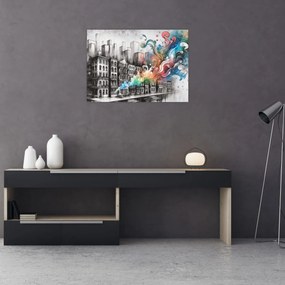 Tablou pe sticlă - Viața industrială (70x50 cm)