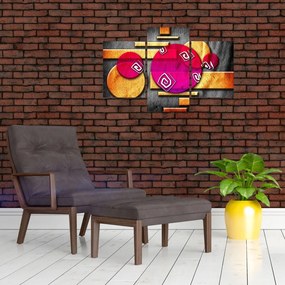 Tablou abstract cu simboluri istorice (90x60 cm)