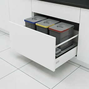 Coș gunoi încorporabil în sertar, Ecomax Praktico Orion 800, colectare selectivă, 3 x 15 l Orion, Plastic, 800 mm, L:710 mm; A:475 mm; H:300 mm